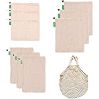 CompraFun Bolsas Reutilizables de Compra- Bolsas de Malla de Algodón Lavables y Transpirables para Frutas- Verduras…